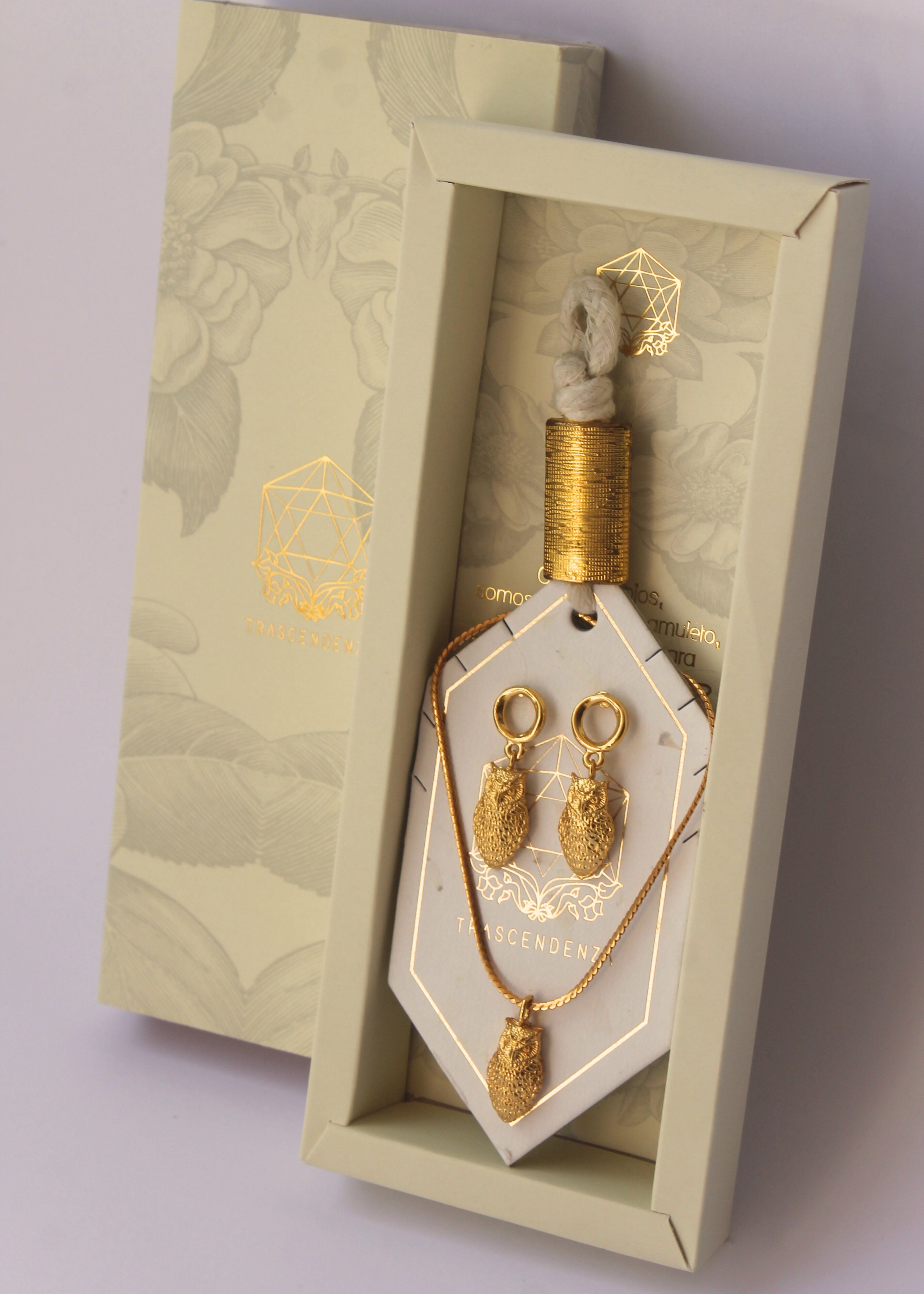 Set x2 Búho Tótem Visión (Juego Collar + Aretes)