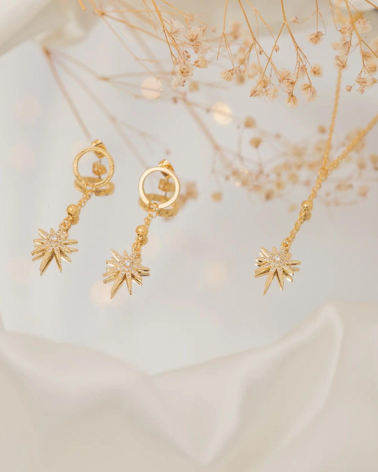 Juego Brújula Estelar (Set Collar + Aretes)