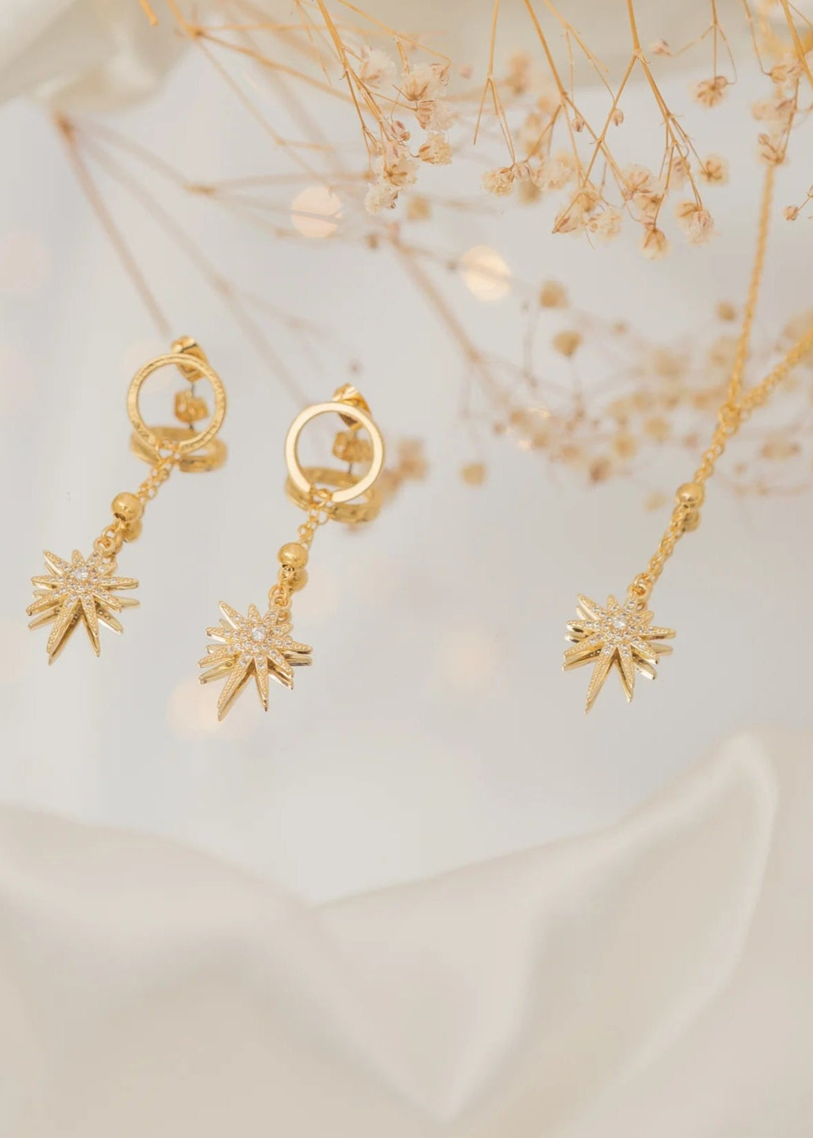 Juego Brújula Estelar (Set Collar + Aretes)