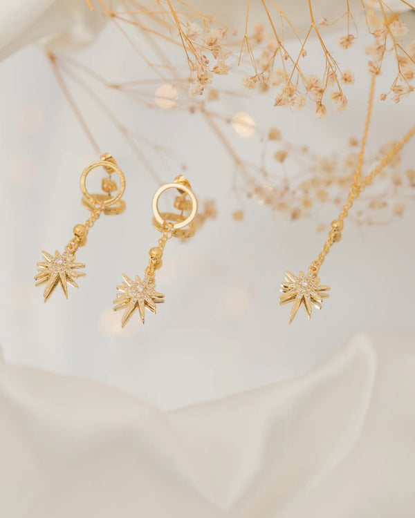 Juego Brújula Estelar (Set Collar + Aretes)