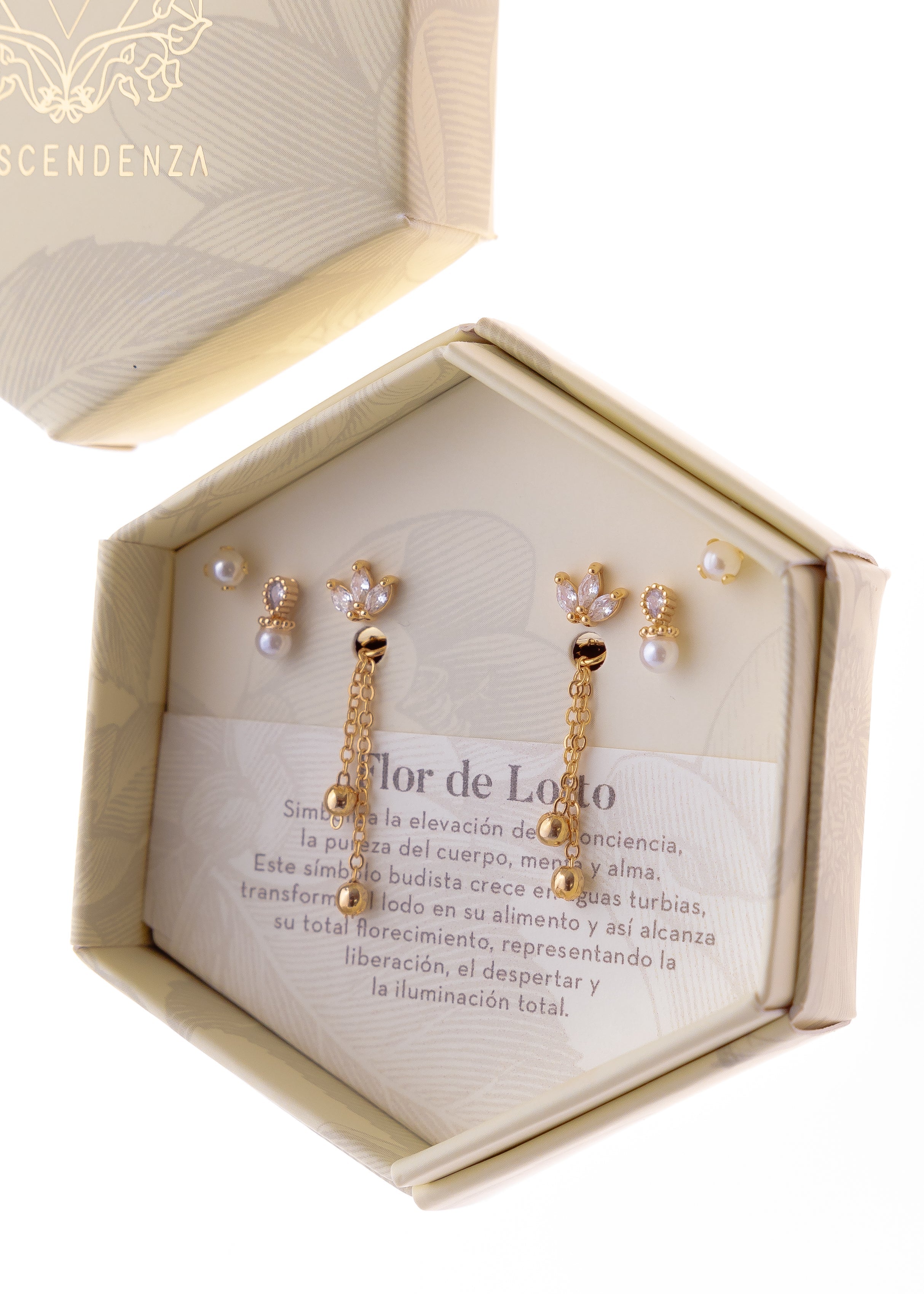 Aretes Topos Minis: Flor de Lotto (Set x 3)