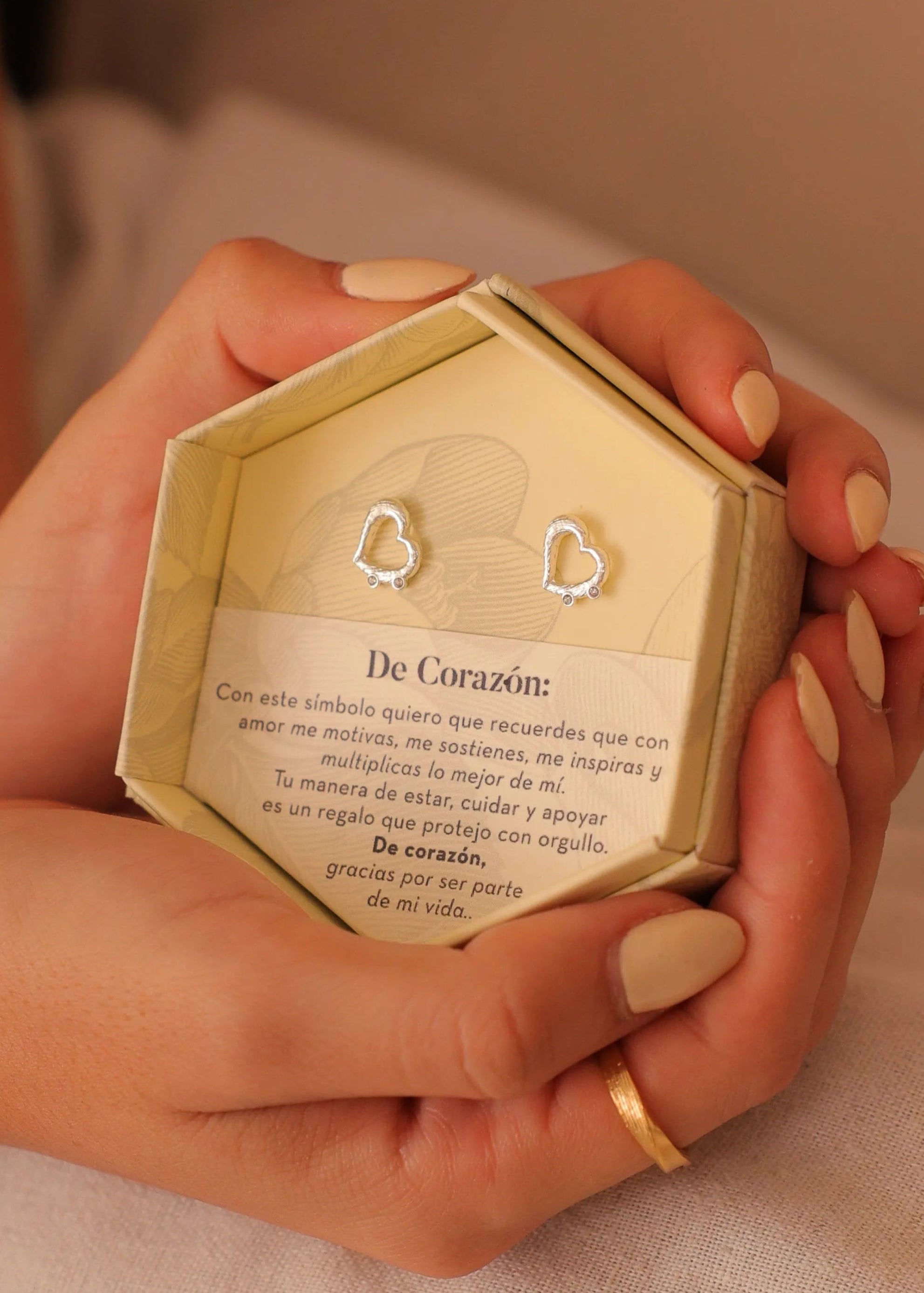 Aretes Corazón Gratitud Plata