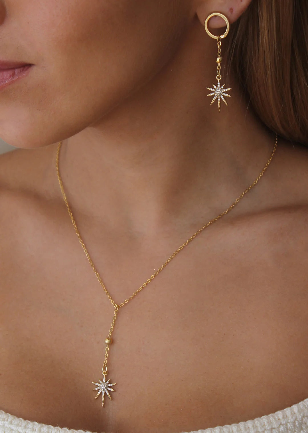 Juego Brújula Estelar (Set Collar + Aretes)